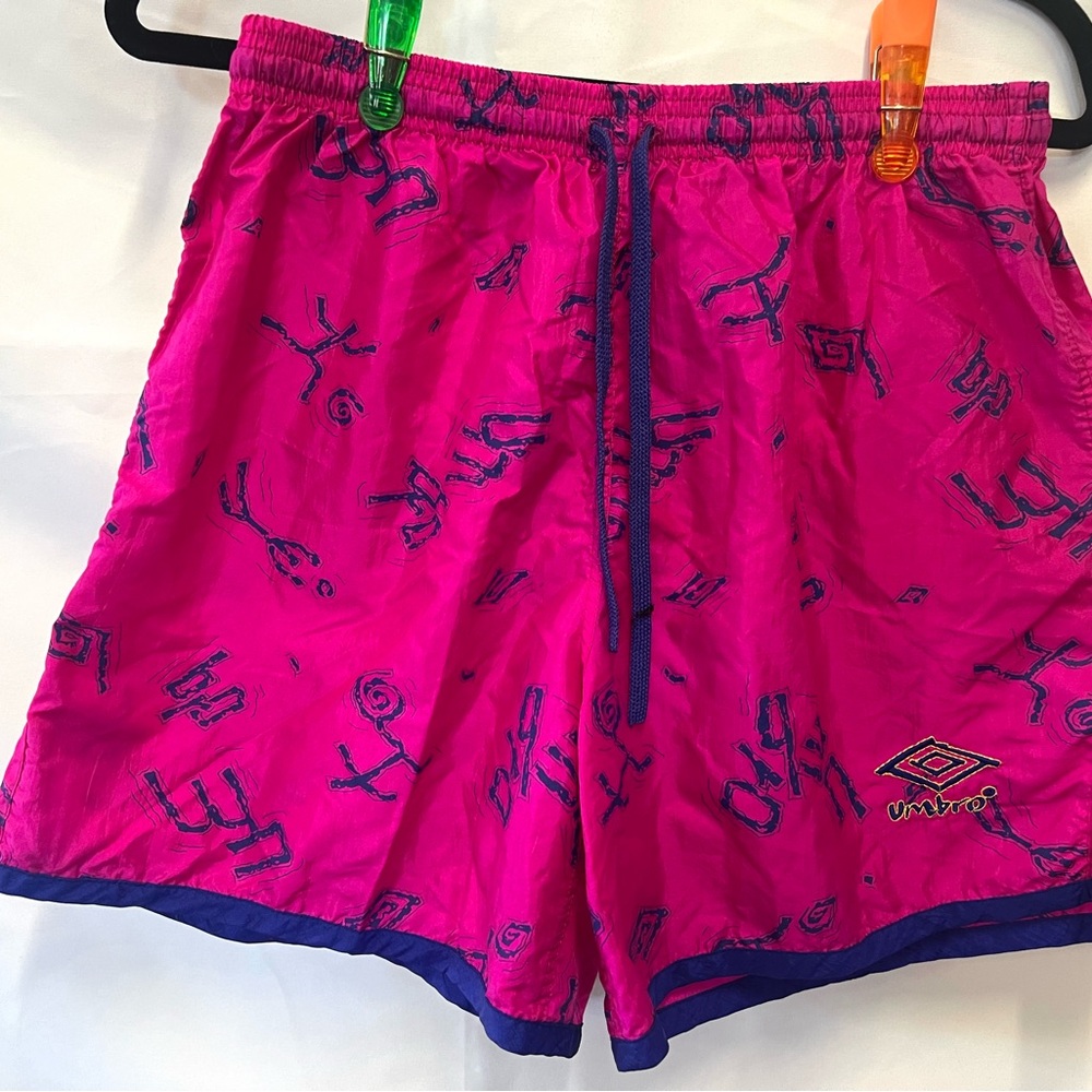 VTG 90s Rare Logo Umbro Shorts Adult Large Pink Purple 5.5” Inseam Unlined USA M
